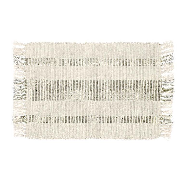 Recycled Cotton Striped Placemat, Taupe