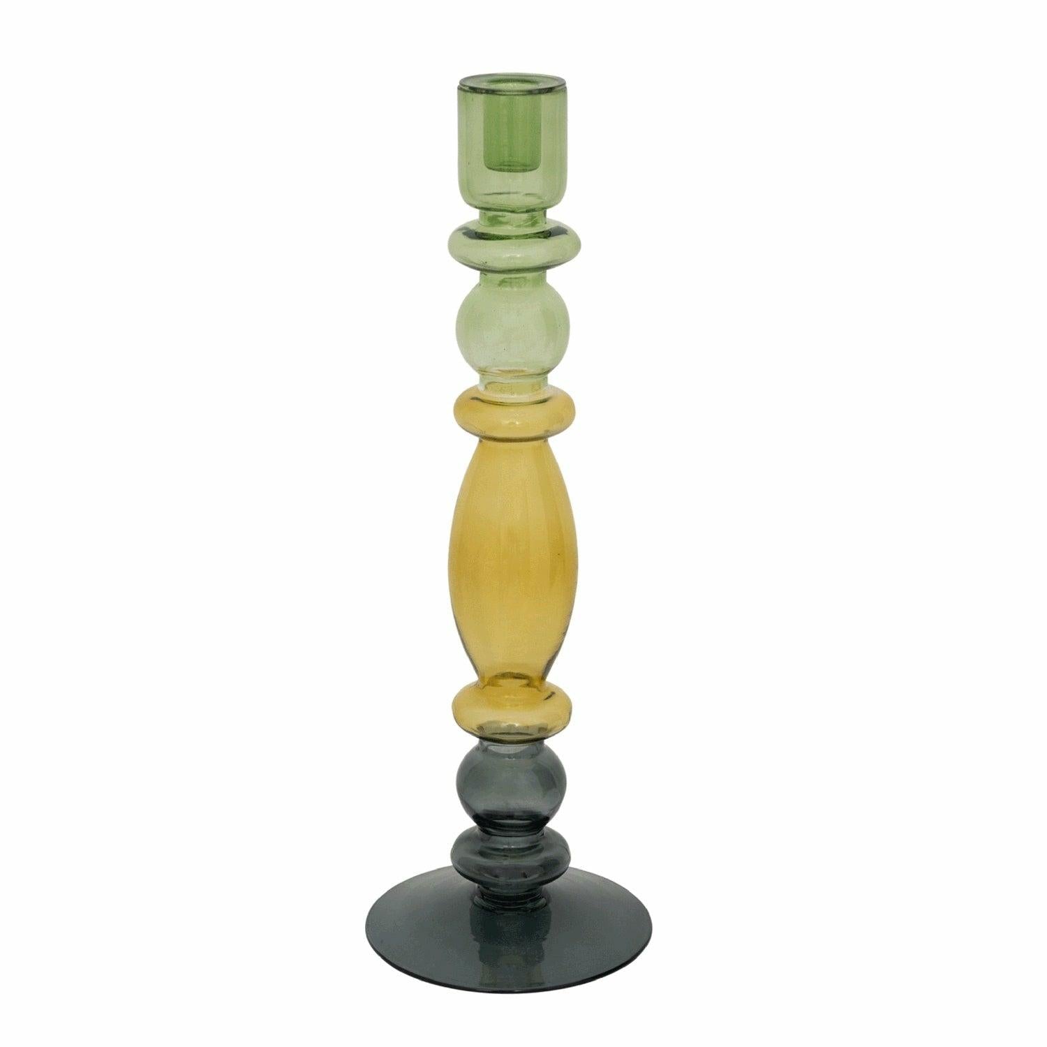 Recycled Glass Candlestick, Green