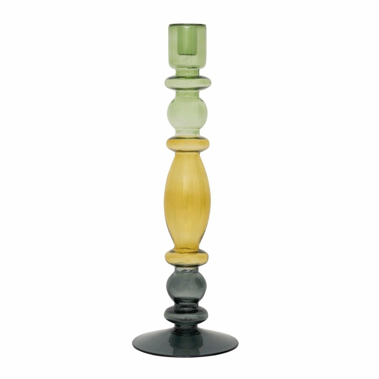 Recycled Glass Candlestick, Green
