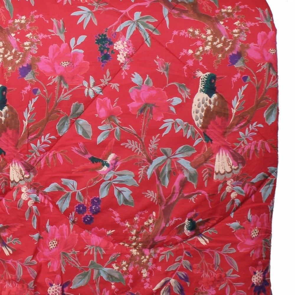 Red Exotic Bird Double Quilted Throw