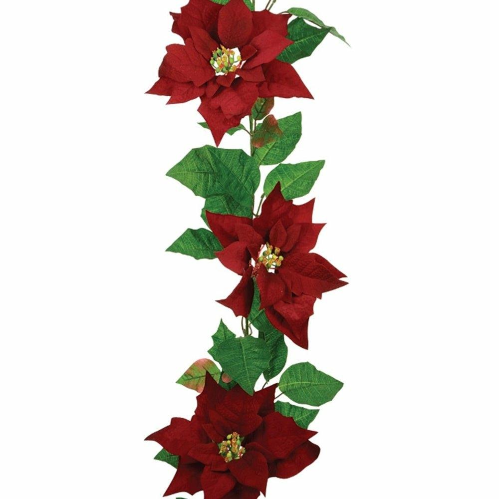 Red Faux Poinsettia Garland