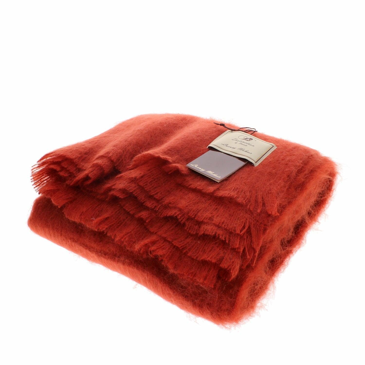 Red Mohair Throw by Bronte