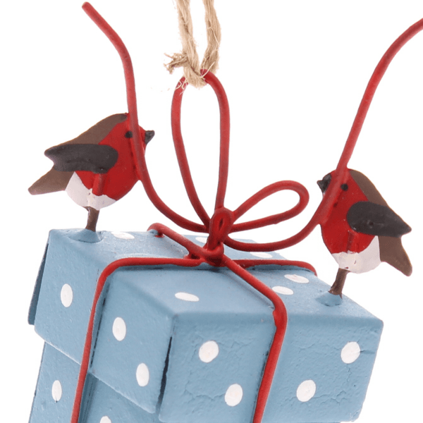 Robins tying parcel, Blue