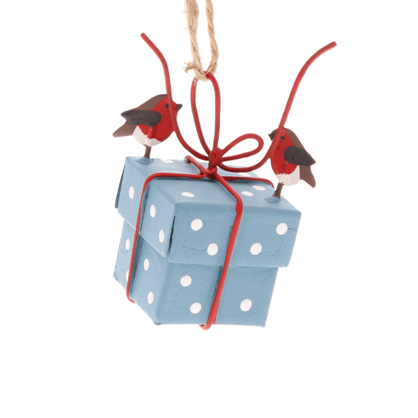 Robins tying parcel, Blue