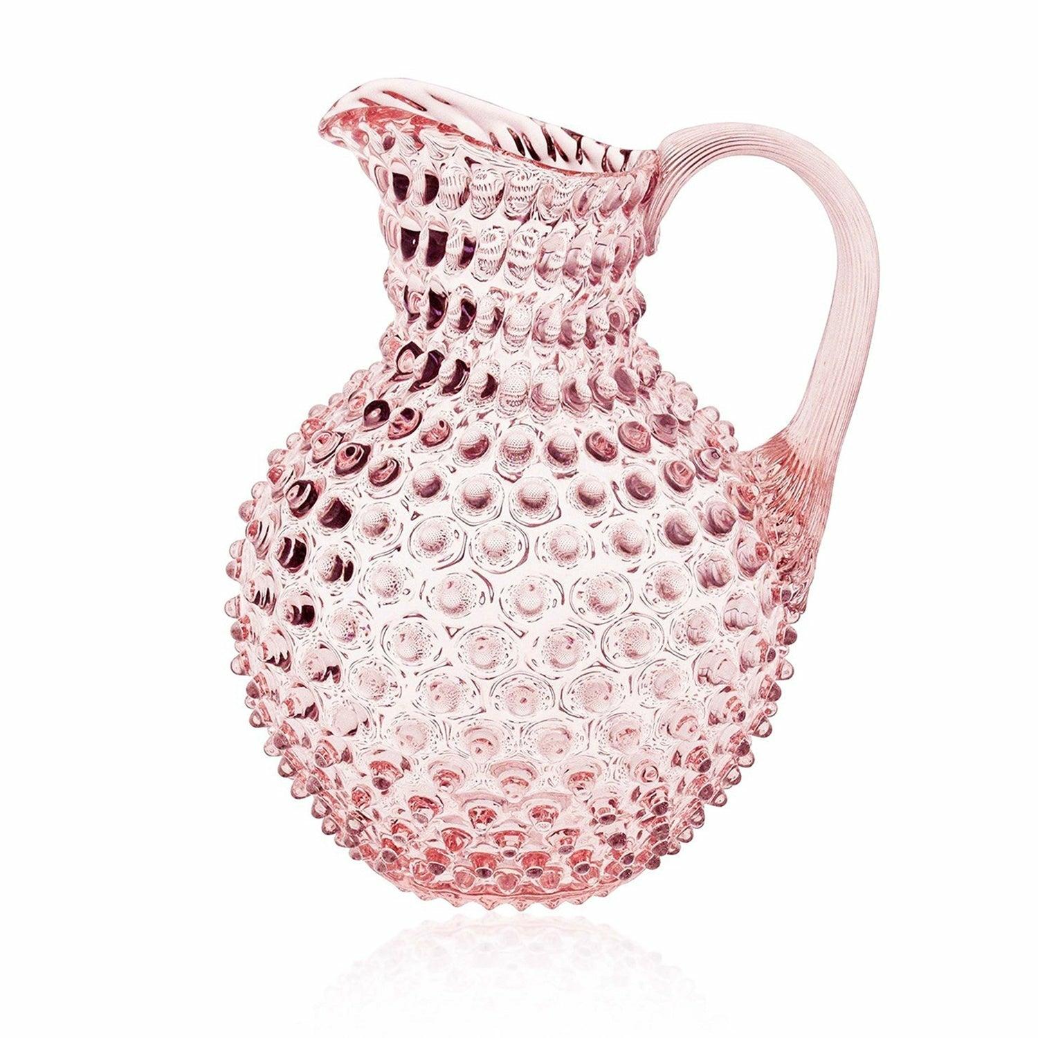 Rose Glass Hobnail Jug