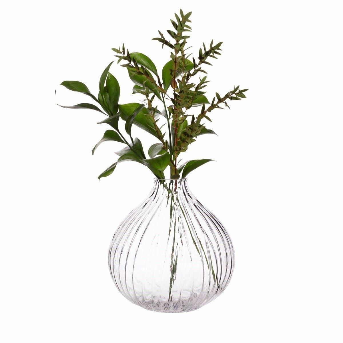 Round Fluted Glass Vase, Clear
