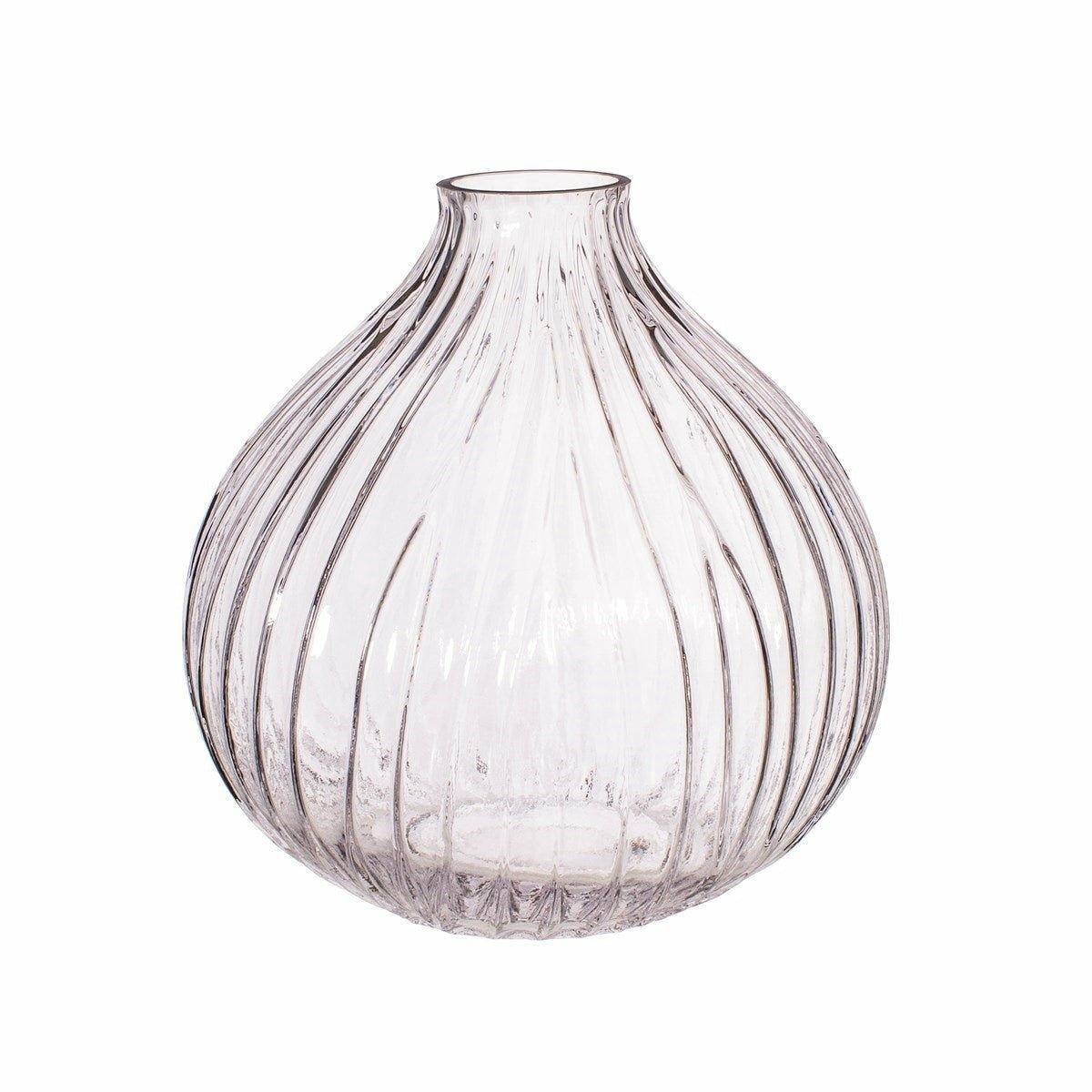 Round Fluted Glass Vase, Clear