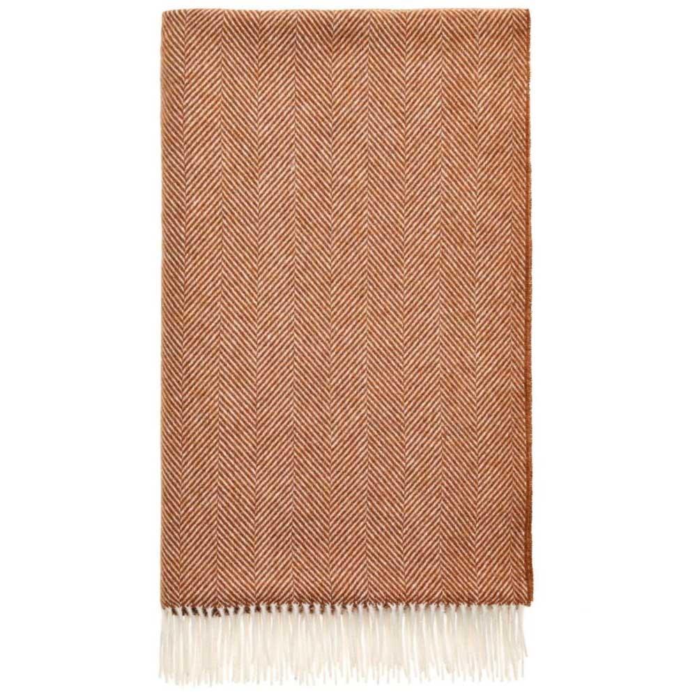 Rust Merino Herringbone Throw by Bronte