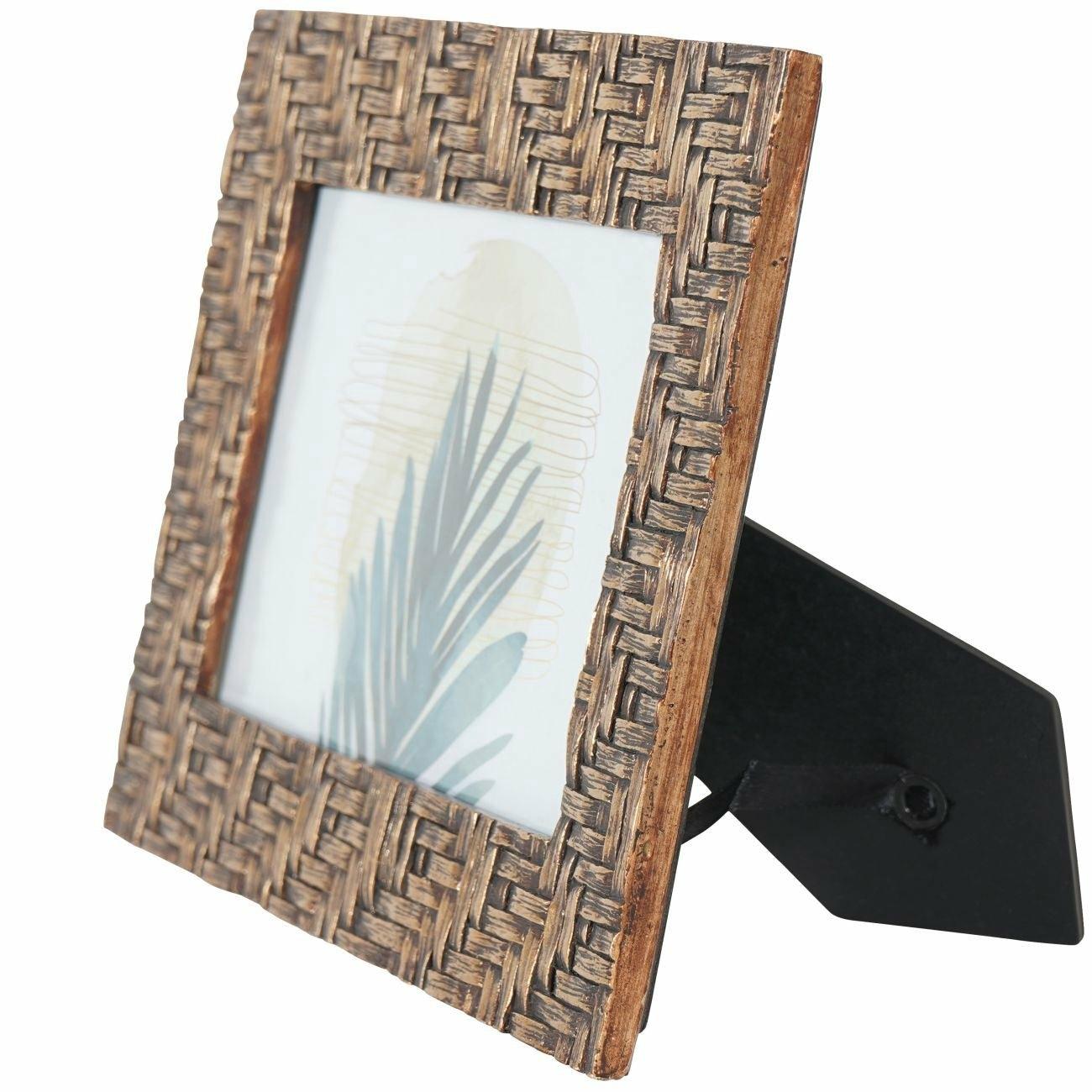 Rustic Brown Bamboo Woven Effect Photo Frame, 6 x 4"