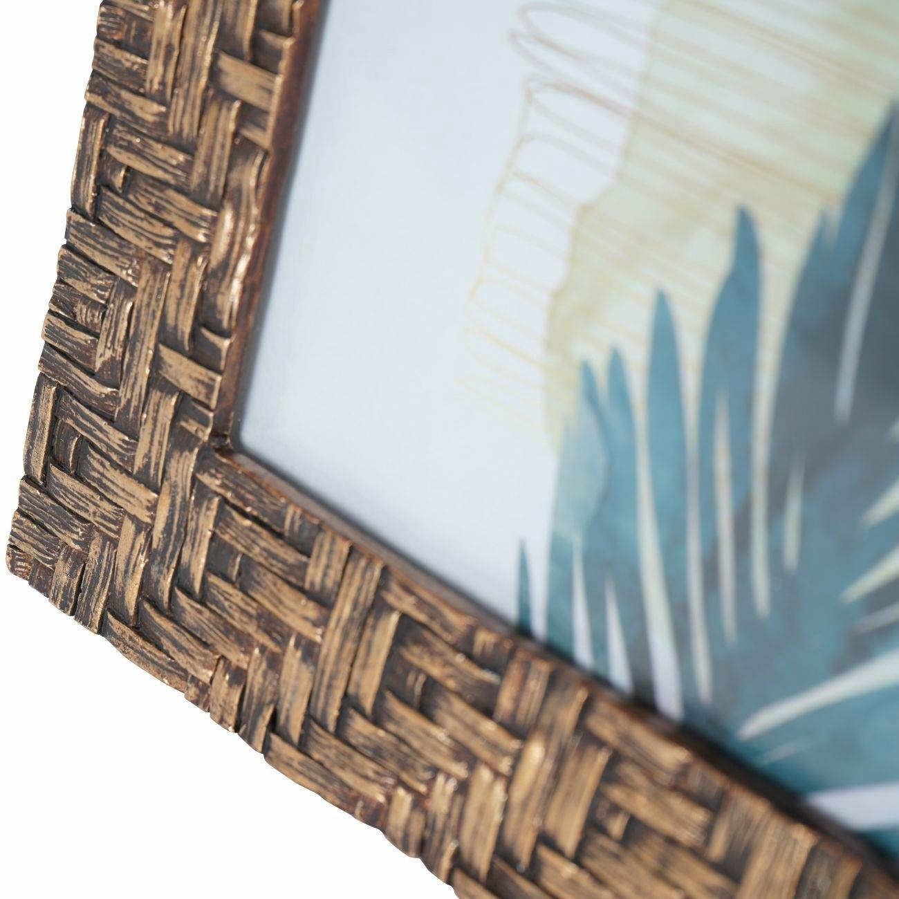 Rustic Brown Bamboo Woven Effect Photo Frame, 6 x 4"
