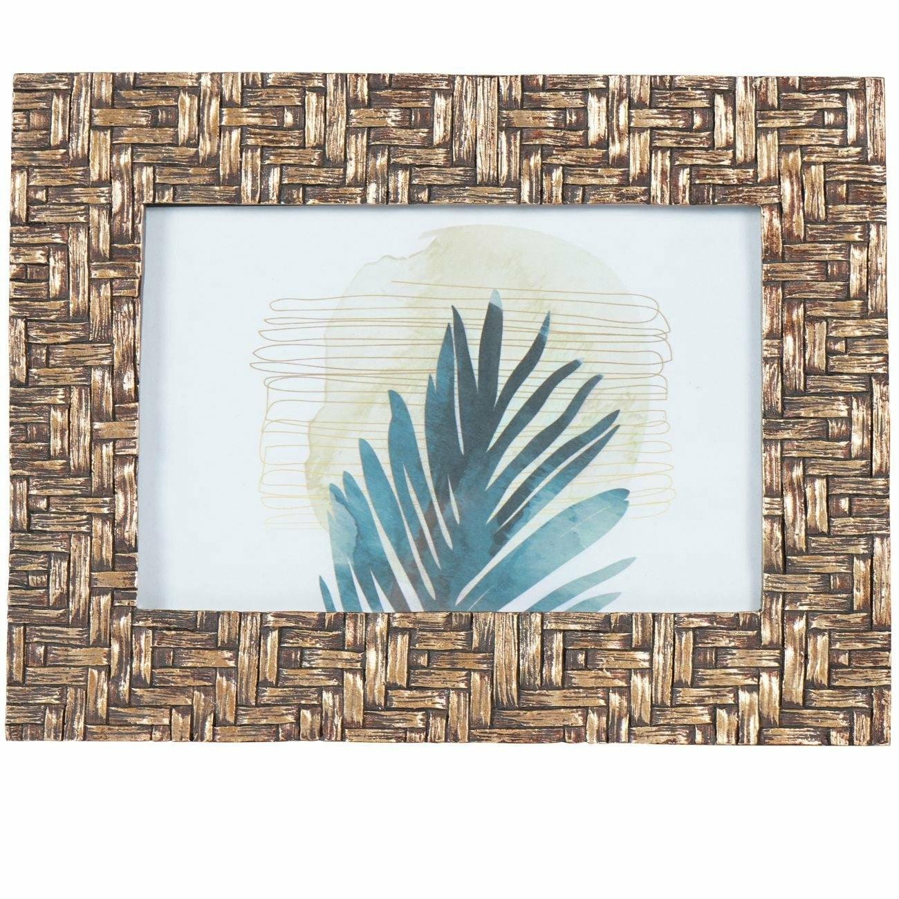 Rustic Brown Bamboo Woven Effect Photo Frame, 6 x 4"