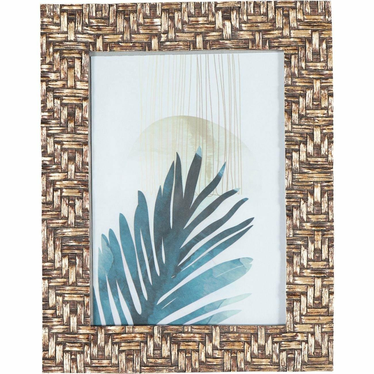 Rustic Brown Bamboo Woven Effect Photo Frame, 6 x 4"