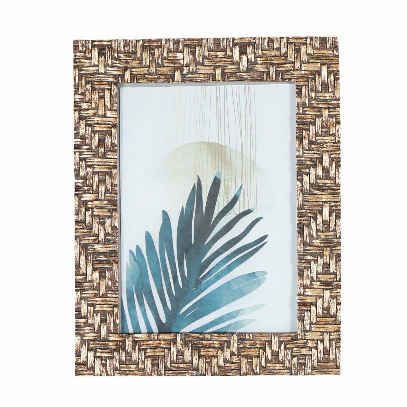 Rustic Brown Bamboo Woven Effect Photo Frame, 6 x 4"