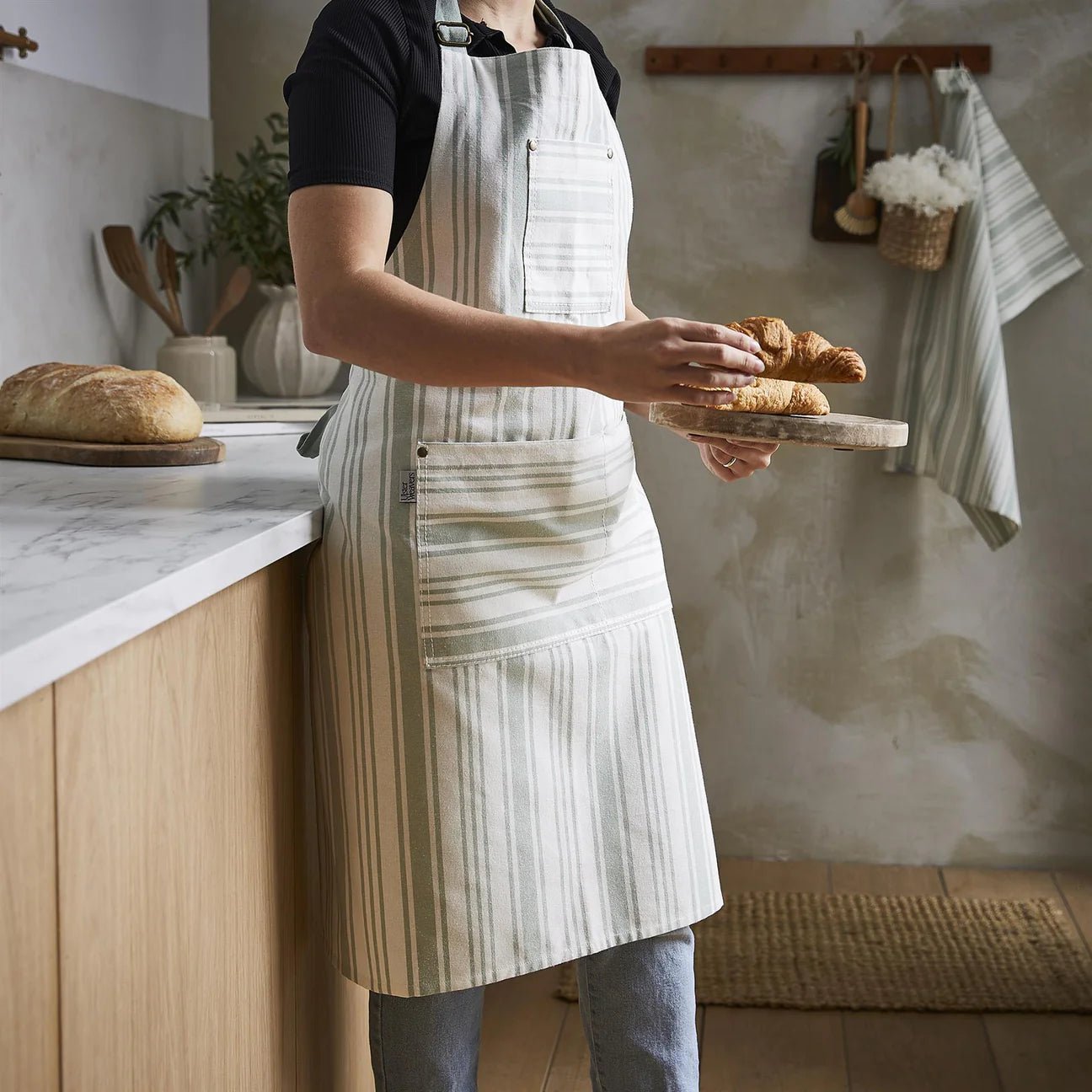 Sage Striped Apron