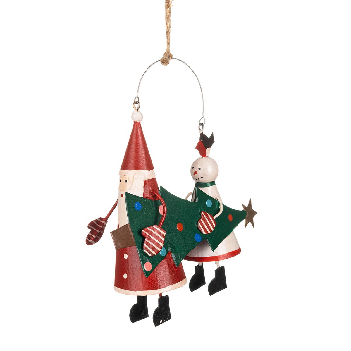 Santa and Snowman Carrying the Tree