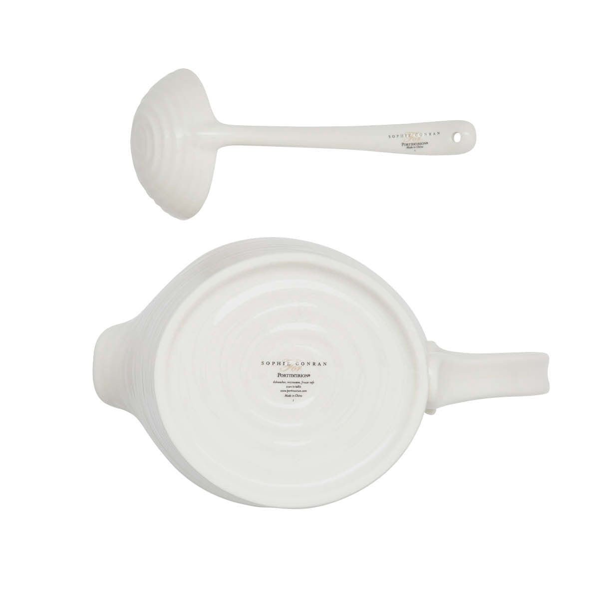 Sauce Jug with Mini Ladle, White