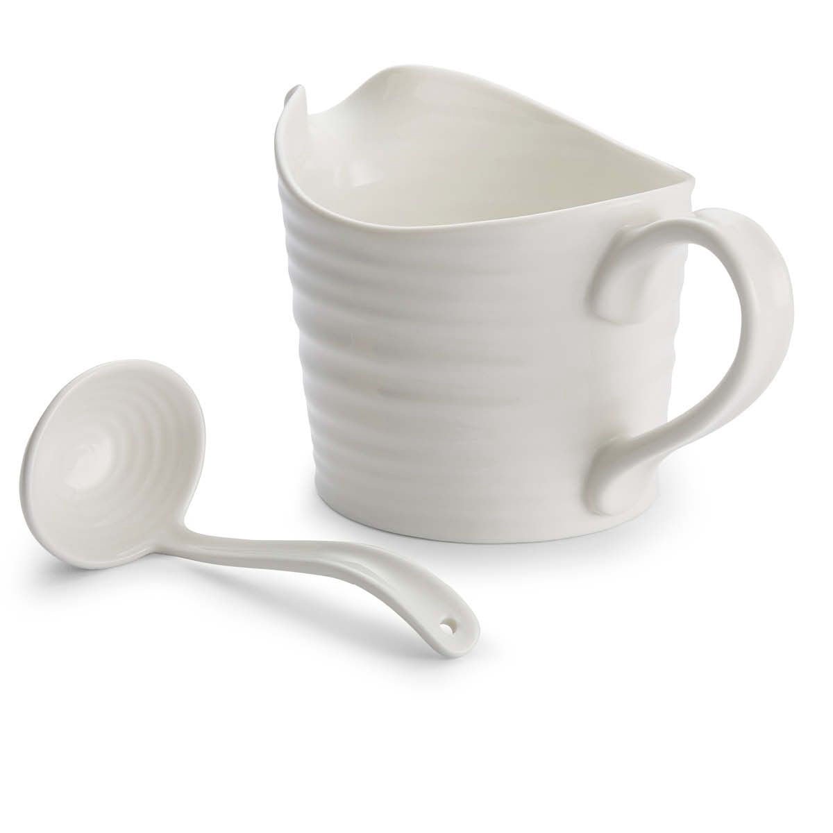 Sauce Jug with Mini Ladle, White