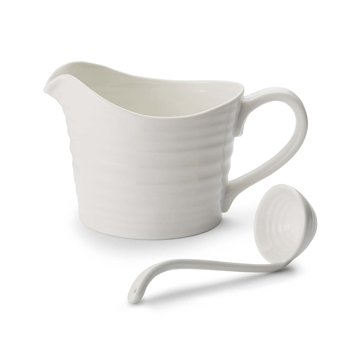 Sauce Jug with Mini Ladle, White