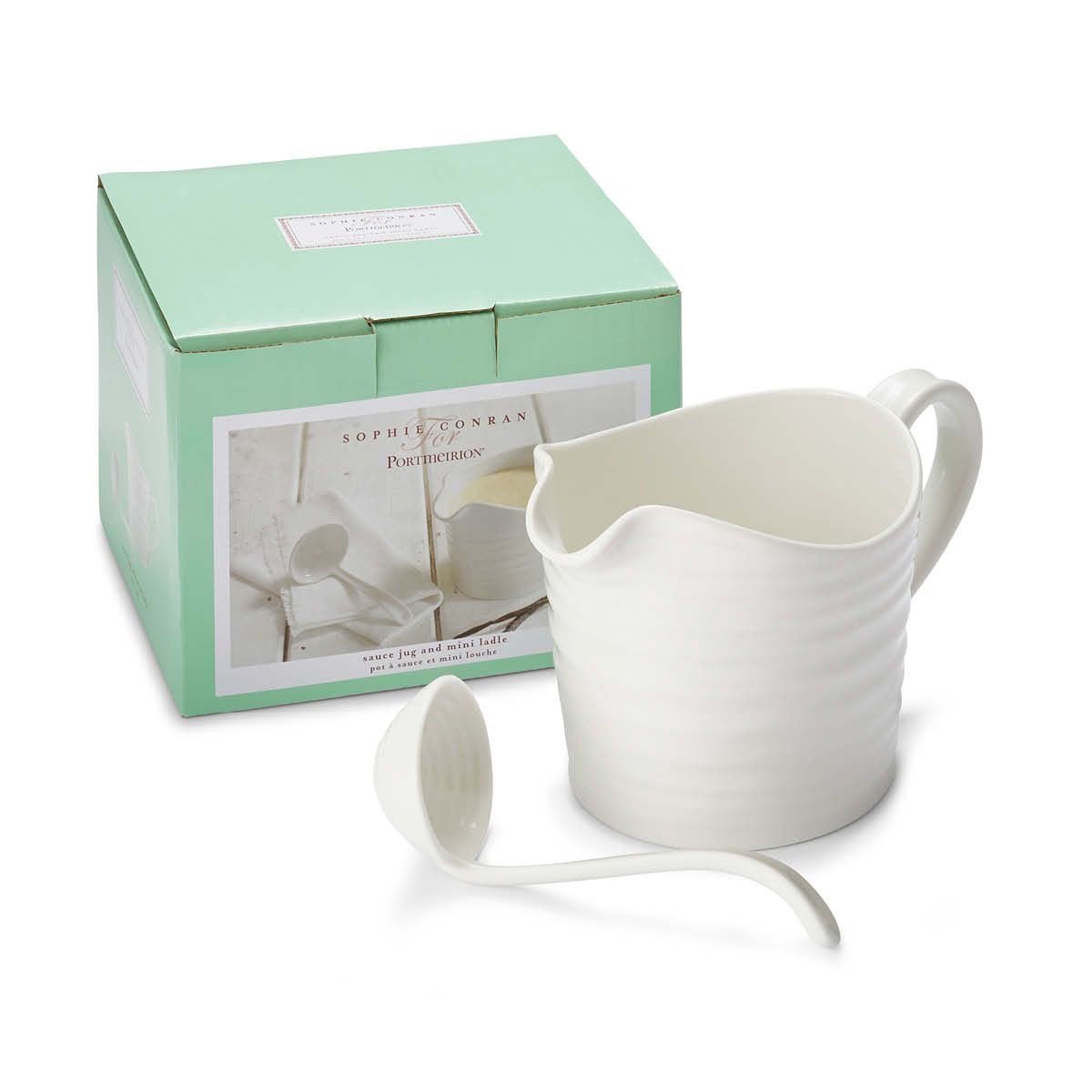 Sauce Jug with Mini Ladle, White