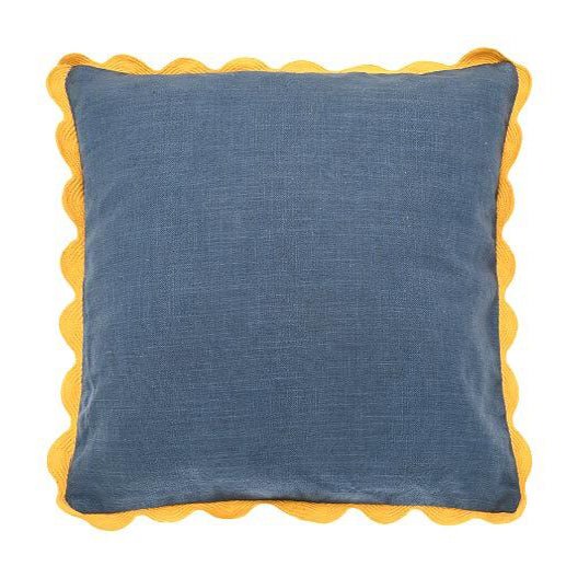 Scalloped Edge Cushion Blue