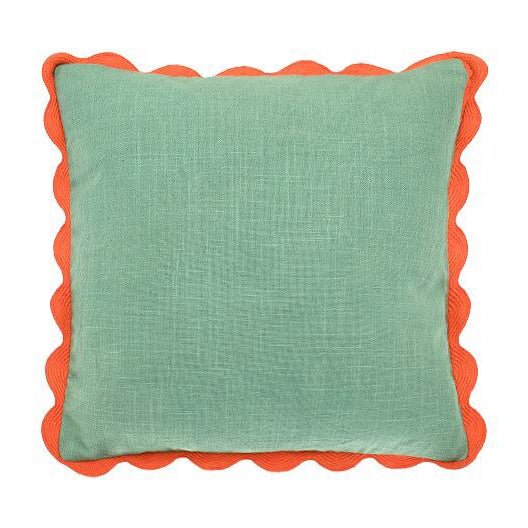 Scalloped Edge Cushion Turquoise