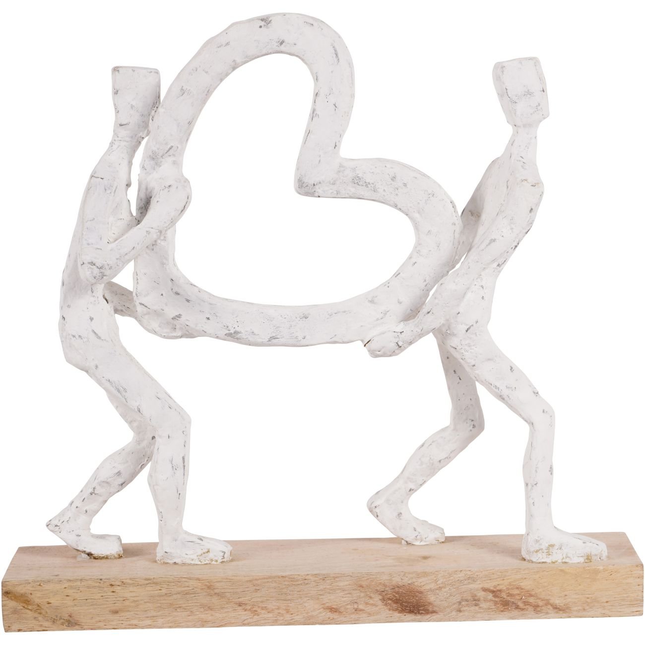 Sculpture of a Couple Holding Heart White