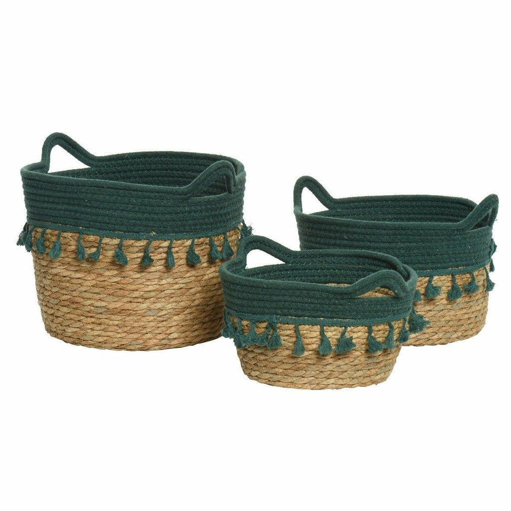 Seagrass Tassel Basket, Green Small,Large,Medium