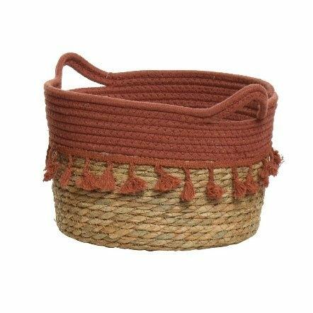 Seagrass Tassel Basket, Red Medium,Large,Small
