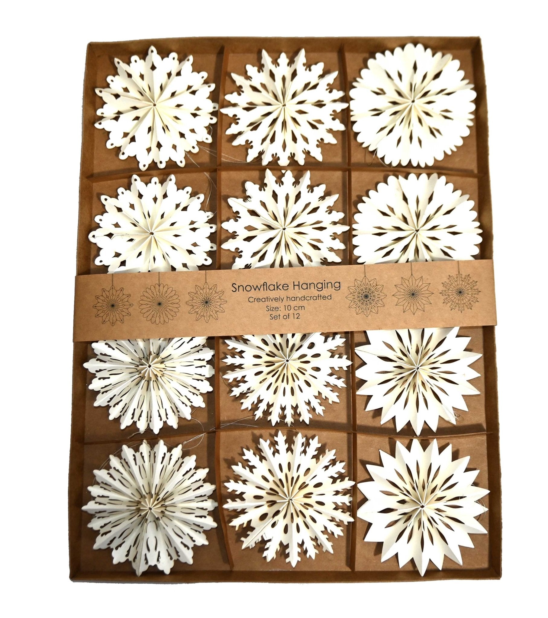 Set of 12 White Paper Snowflakes