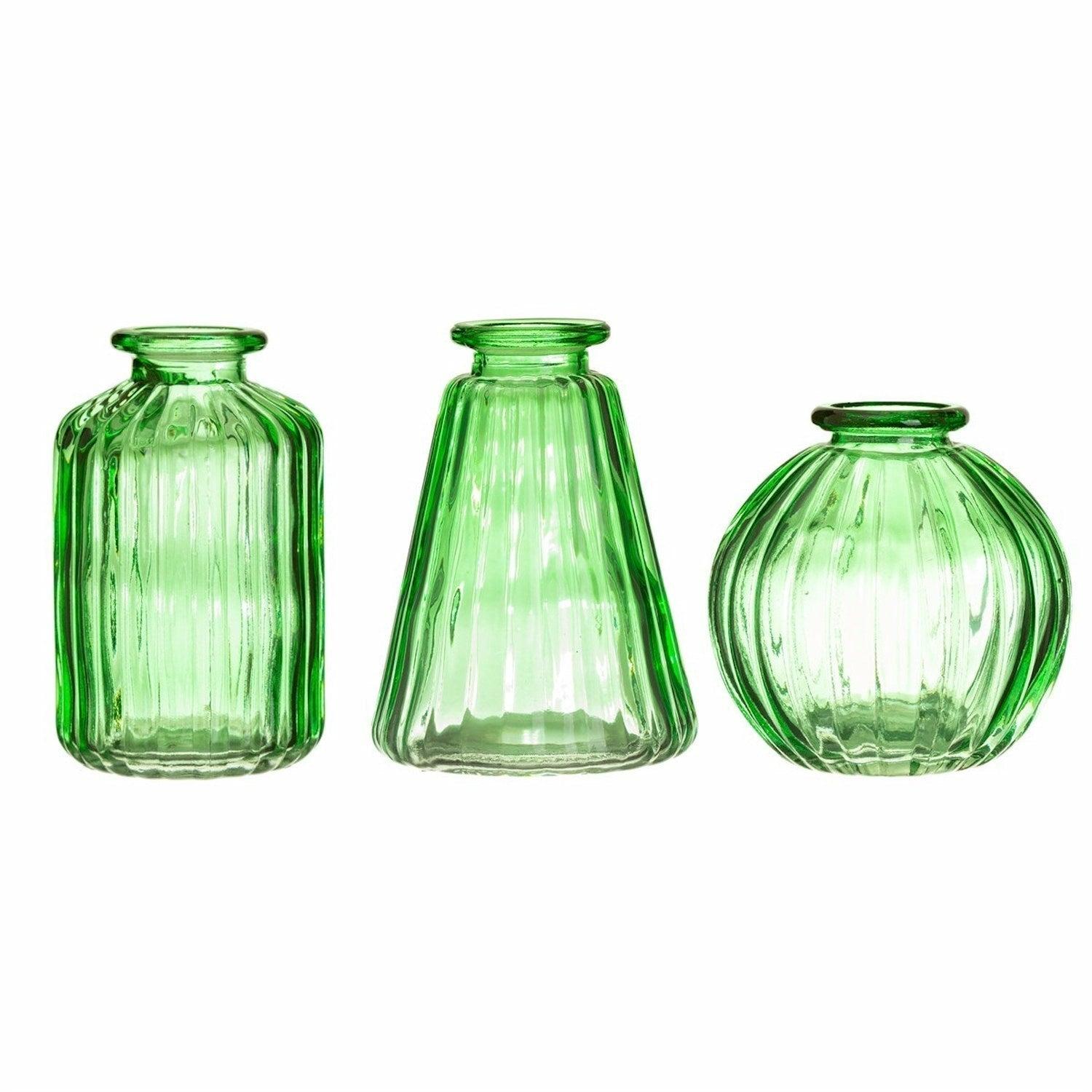 Set of 3 Green Bud Vases