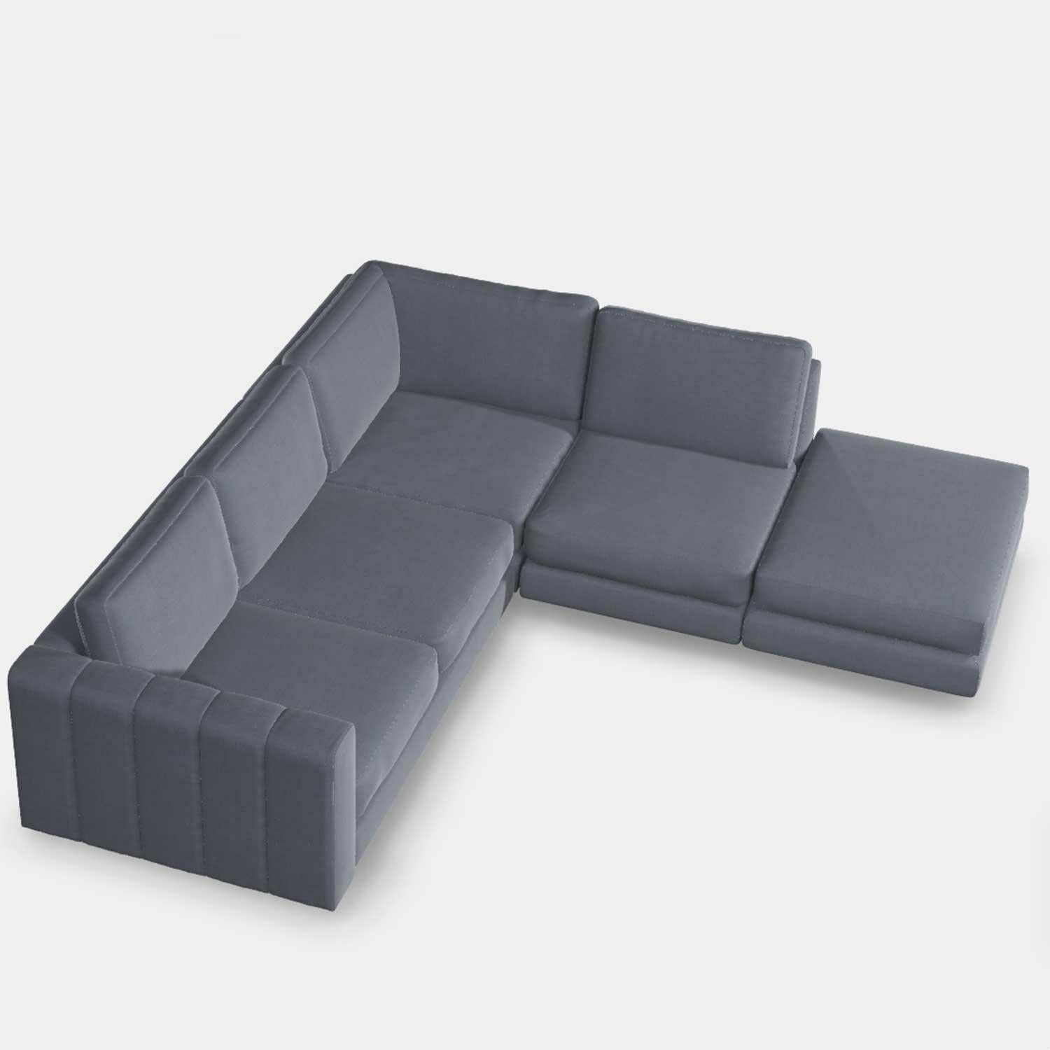 Shuffle Sofa, Corner Group with Stool Jacobean Flower Aqua (Group 4),Boho Denim (Group 4),Mushroom Linen (Group 4),Pigeon Linen (Group 4),Blueberry Linen (Group 4),Blush Linen (Group 4),Jacobean Flower Champagne (Group 4)