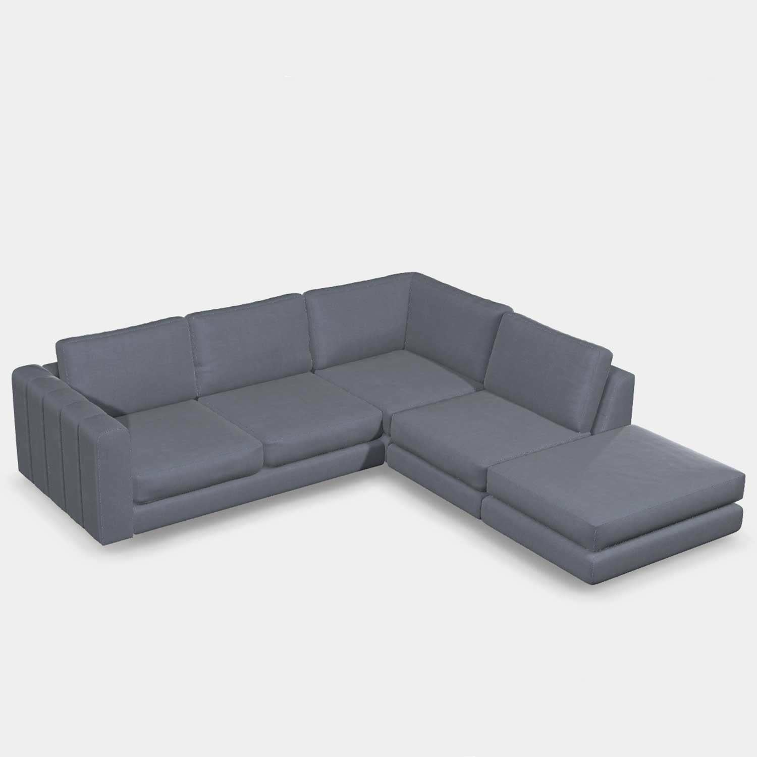 Shuffle Sofa, Corner Group with Stool Jacobean Flower Aqua (Group 4),Boho Denim (Group 4),Mushroom Linen (Group 4),Pigeon Linen (Group 4),Blueberry Linen (Group 4),Blush Linen (Group 4),Jacobean Flower Champagne (Group 4)