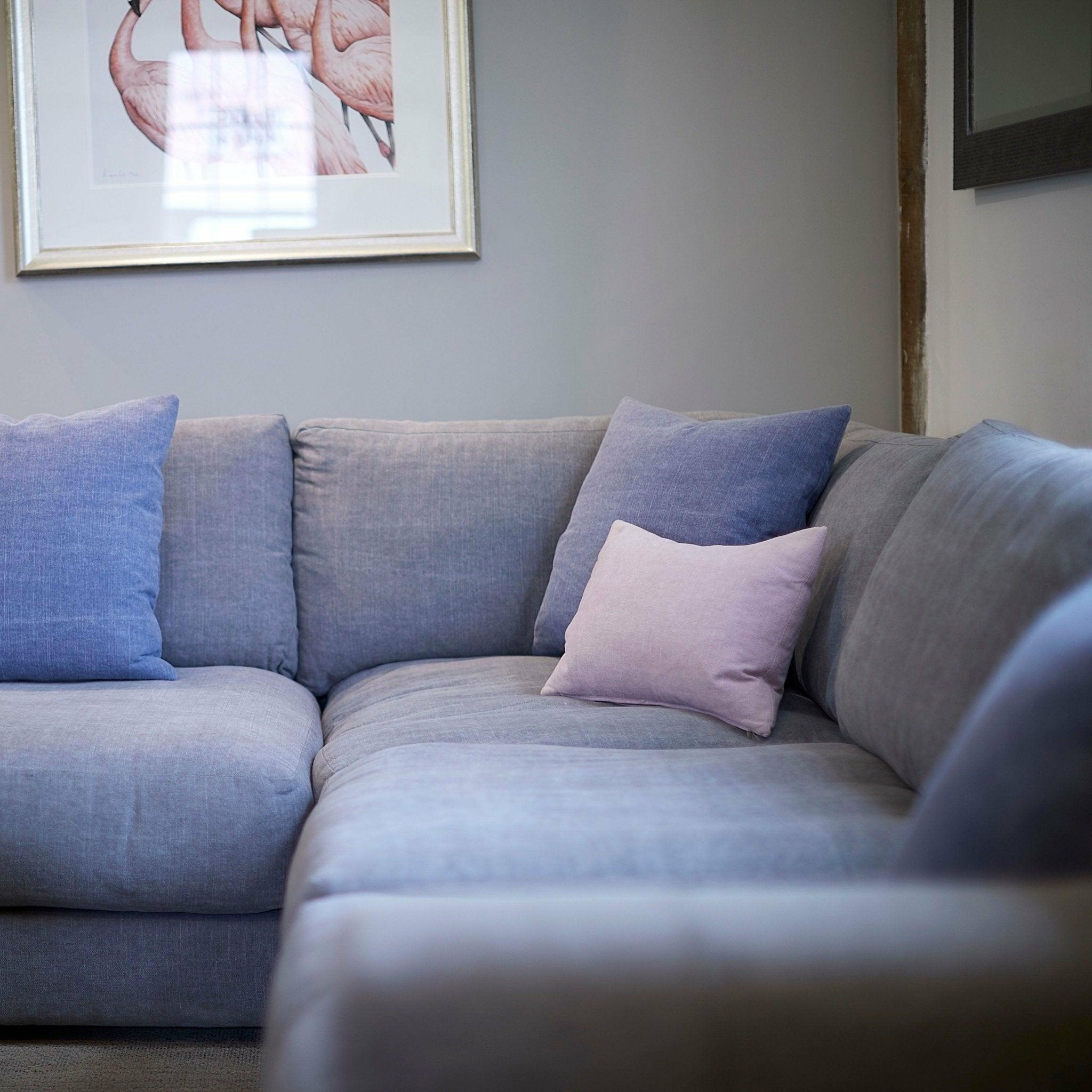 Shuffle Sofa, Large Corner Group Jacobean Flower Aqua (Group 4),Boho Denim (Group 4),Mushroom Linen (Group 4),Pigeon Linen (Group 4),Blueberry Linen (Group 4),Blush Linen (Group 4),Jacobean Flower Champagne (Group 4)