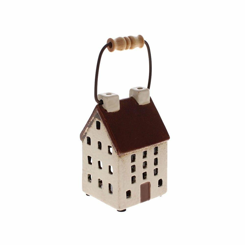 Small Ceramic Tealight House with Handle