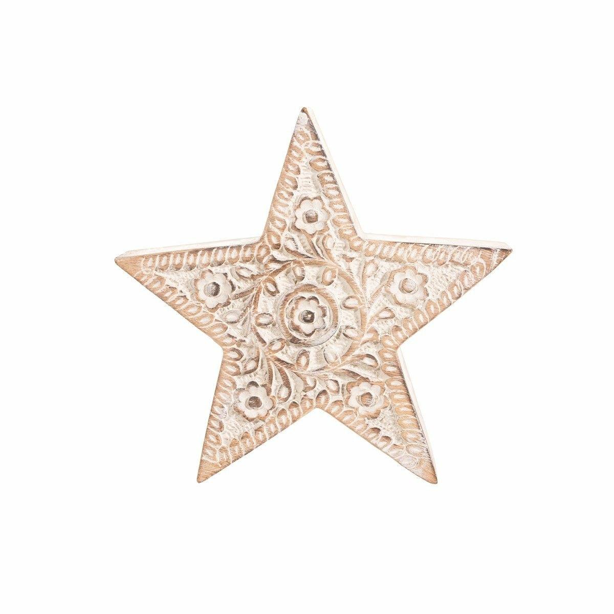 Small Handcarved Wooden Star Standing Decoration