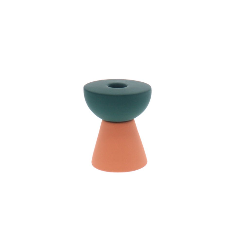Small Stack Double Candle and Incense Holder in Peach