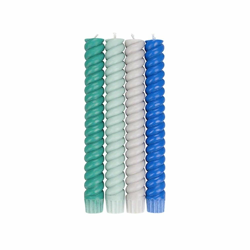 Spiral Candles Dark Colours, 4 per pack