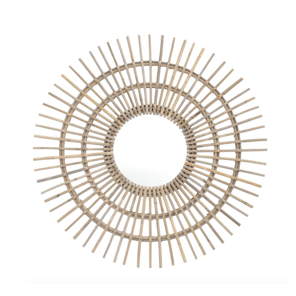 Spoke Rattan Mirror