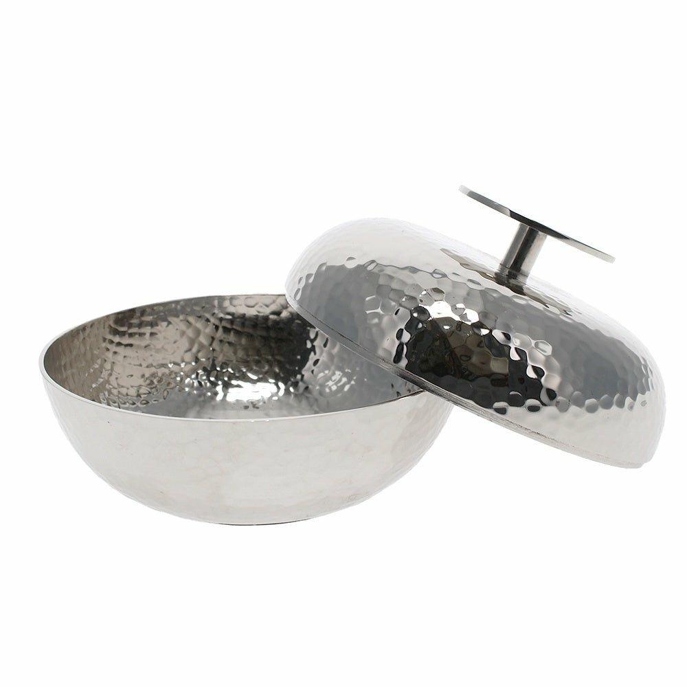 Squat Hammered Metal Jar