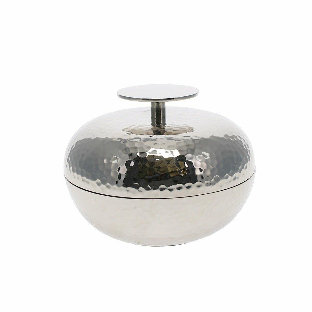 Squat Hammered Metal Jar