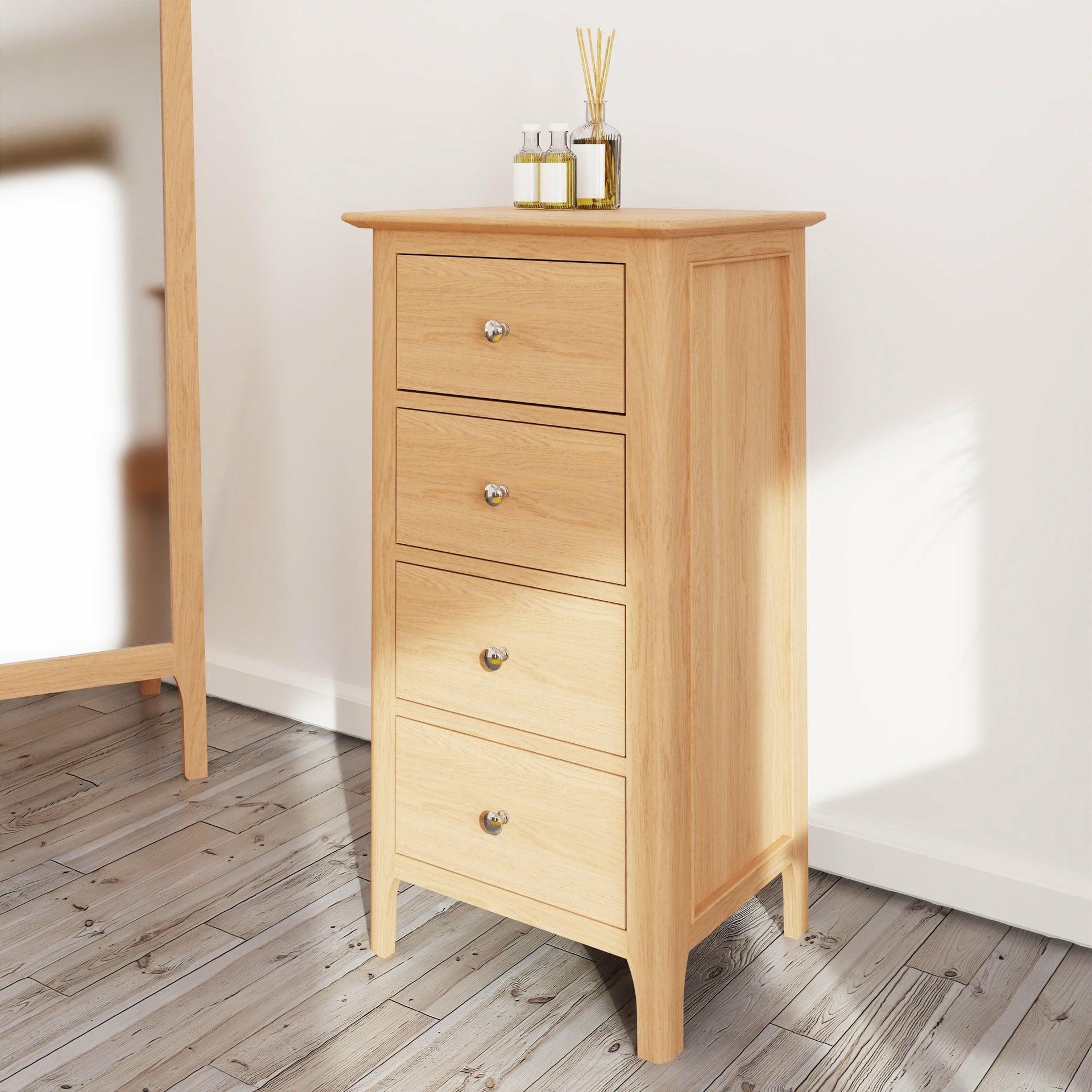 Stockholm Bedroom 4 Drawer Narrow Chest