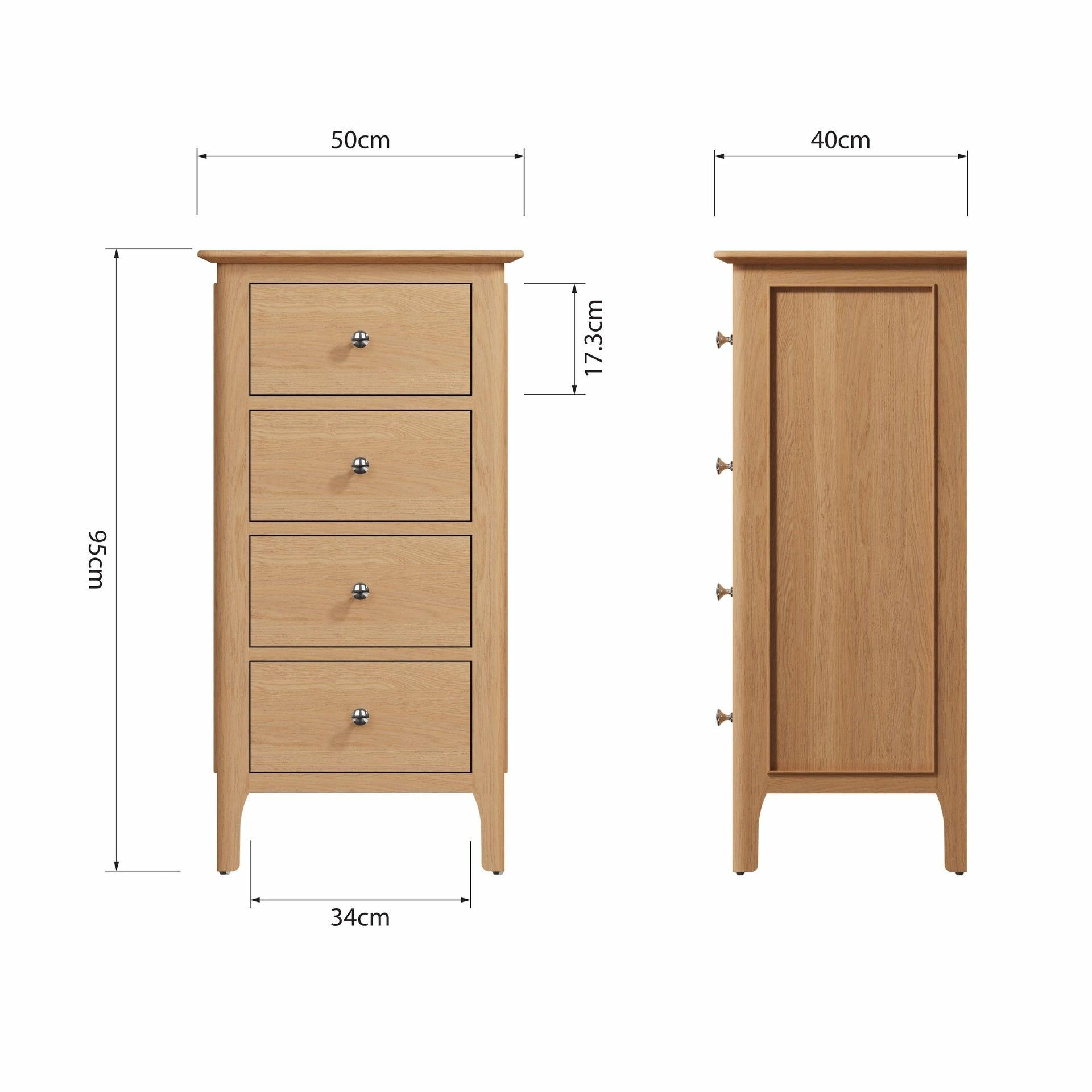 Stockholm Bedroom 4 Drawer Narrow Chest