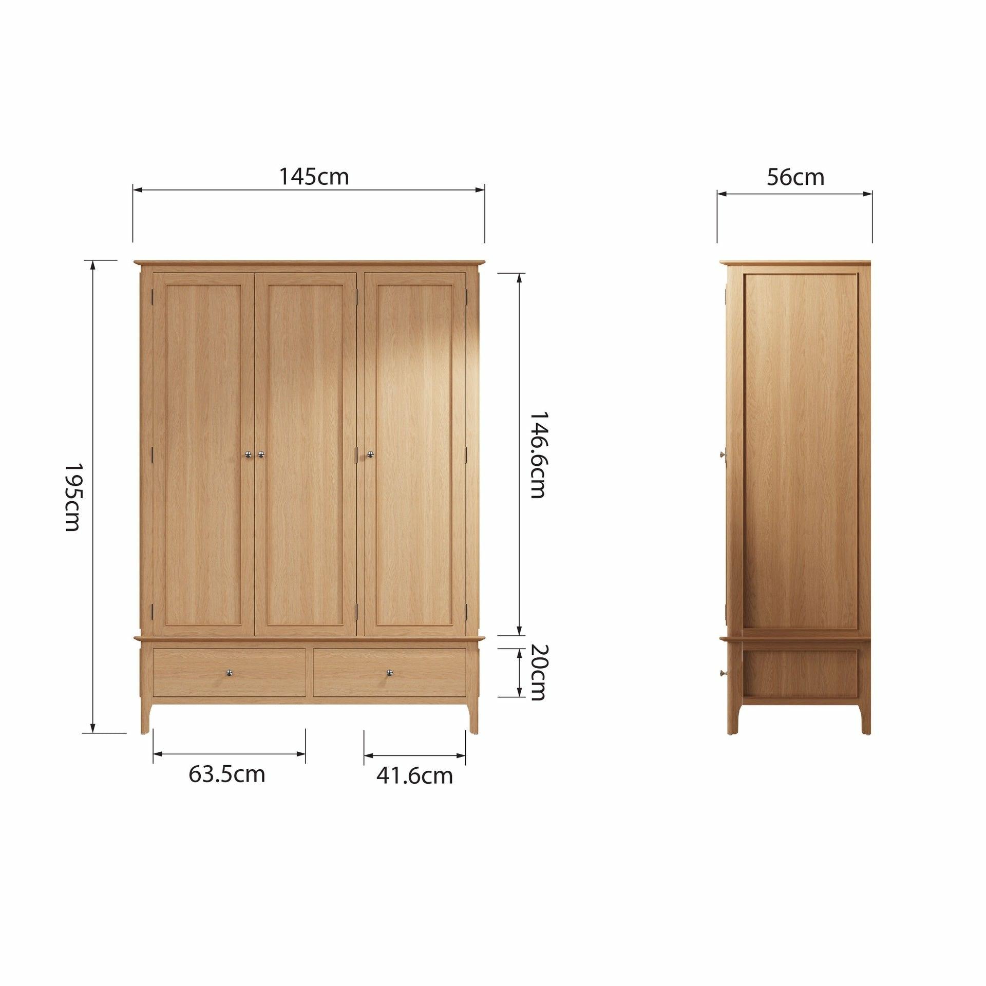Stockholm Bedroom Large 3 Door Wardrobe