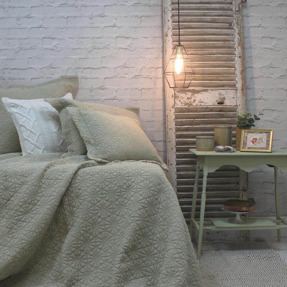 Stonewash Cotton Bedspread, Sage Green