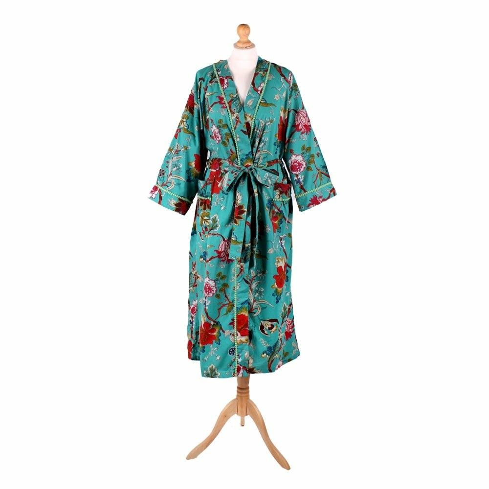 Teal Exotic Dressing Gown
