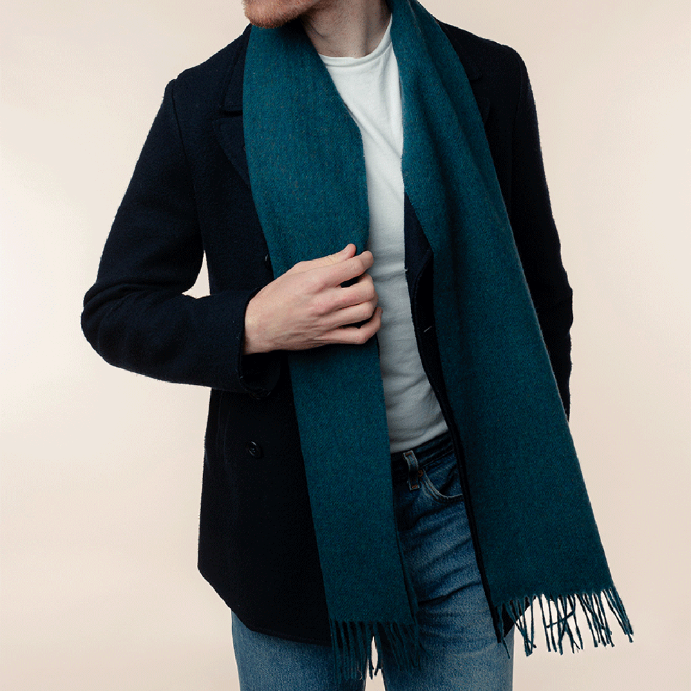 Teal Merino Wool Scarf