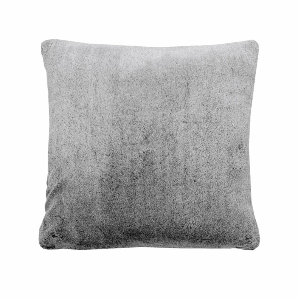 Tipped Faux Fur Cushion, Charcoal