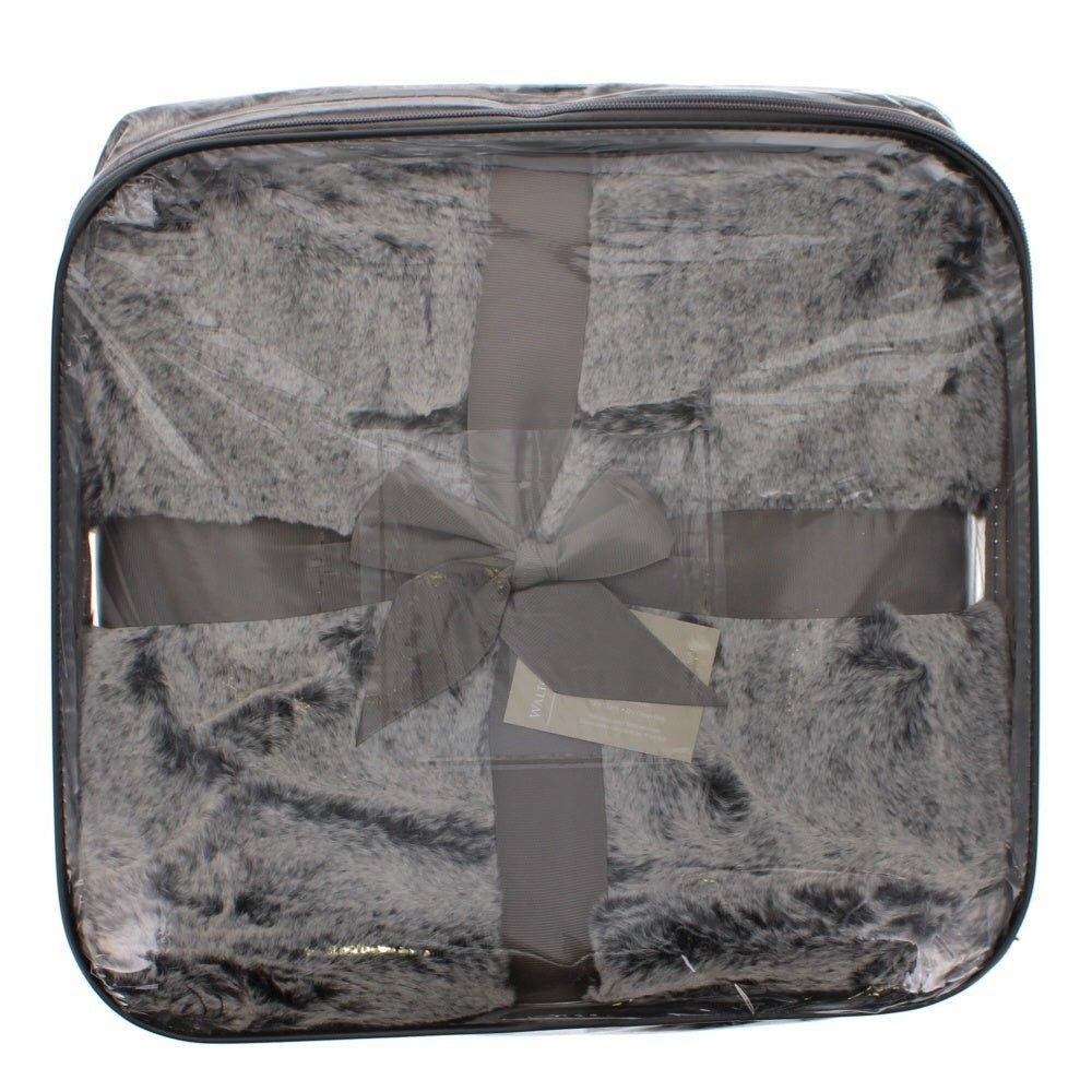 Tipped Faux Fur Throw, Charcoal