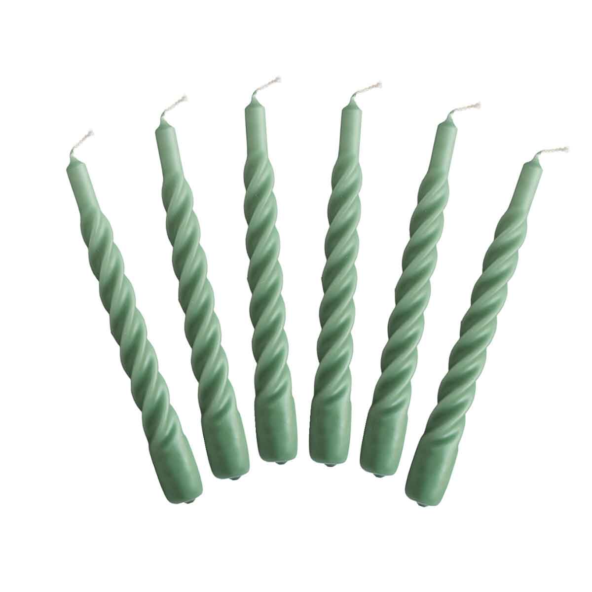 Twisted Taper Candle Sage