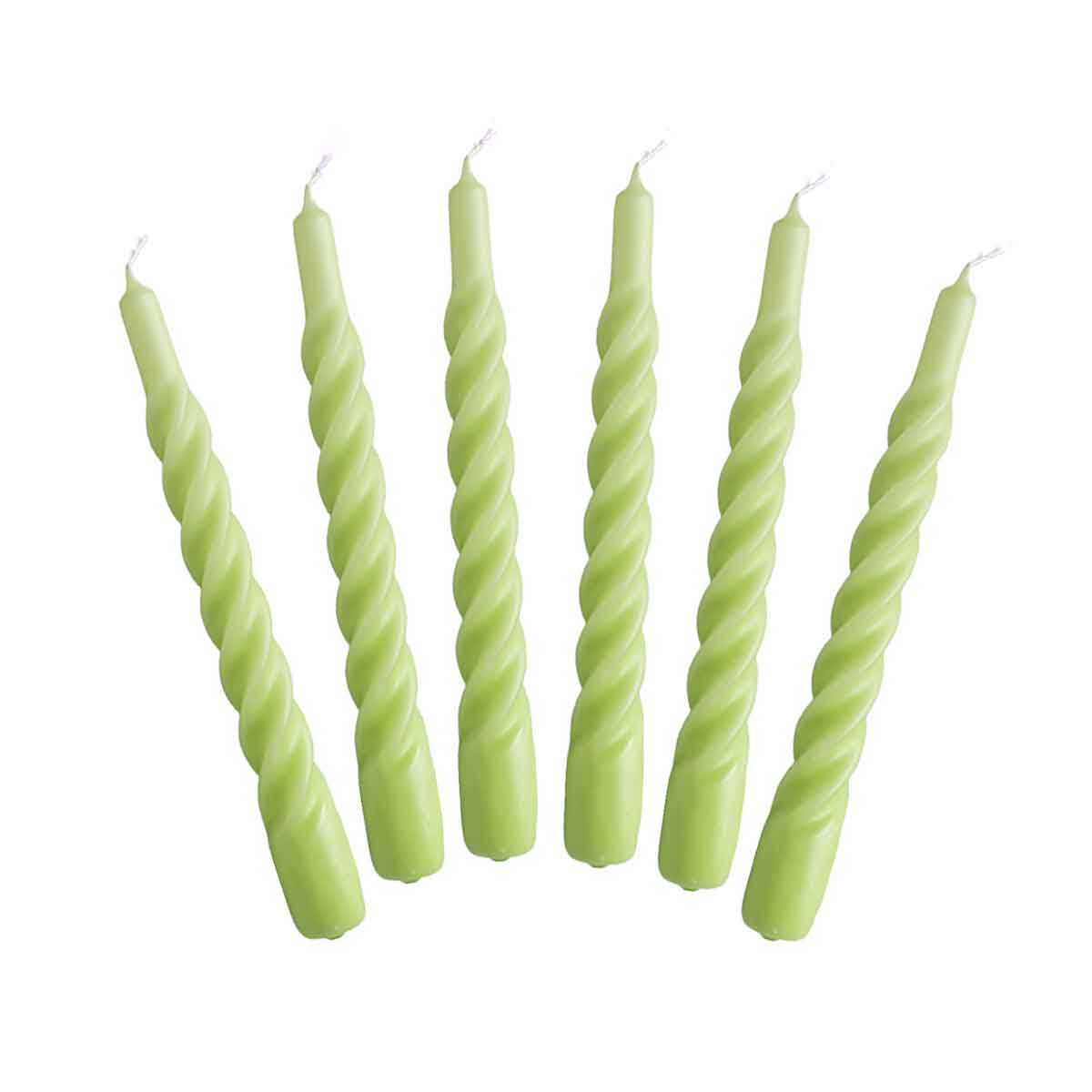 Twisted Taper Candle Dusty Blue,Heather,Sage,Linen,Turquoise,Raspberry,Pink,Orange,Yellow,Ivory,Red